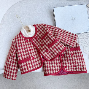 Chic Mùa Đông Phong Cách Cô Gái Trẻ Em Của Trang Phục Giản Dị Mới Rất Phổ Biến Cotton-Lót Ấm Ấm Cúng Vải To Sợi Với Mẫu chữ V - Product Image 1