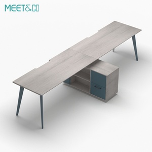 Commercial Wooden Office Furniture Cabinet 4-Person <b>Workstation</b> with Cubicle Partition and Table for Home or School Office Use - Product Image 5