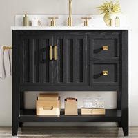 Ensemble de meuble-lavabo de salle de bain moderne sur pied personnalisable avec lavabo et vasque, mobilier de salle de bain avec miroir.
