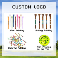 Tee de golf en bois de bambou, couleur personnalisée, logo durable, 70 mm, OEM/ODM, différentes tailles, emballage en sac en papier kraft, vente chaude