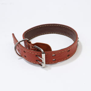 Tachonado remache cuero de vaca cachorro Collar cinturón tejido perro cadena plomo cuero a prueba de explosiones primavera corto perro Collar Correa conjunto - Product Image 3