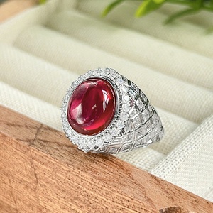 Exquisite Jewelry Eco-friendly Copper 10*12mm Red Corundum Zircon Open Resizable <b>Rings</b> for Refined Everyday Wear - Product Image 3
