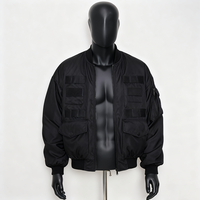 Blouson d'hiver en toile et cuir personnalisé OEM, coupe-vent imperméable, cargo avec col rabattable et capuche