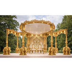 Base de mandap de mariage sur le thème du jardin moderne de luxe, en fibre de verre, taille et forme personnalisables, couleur personnalisée, extérieur - Product Image 1