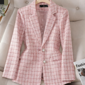 Camisa Profissional de Manga Longa para Mulheres em Estampa Xadrez - Product Image 1