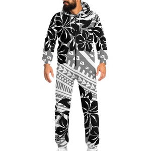 Tuta da <span class=keywords><strong>uomo</strong></span> e donna stile sportivo polinesia fiori di ibisco stampa tuta con cappuccio con cerniera abbigliamento Unisex - Product Image 5