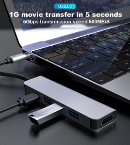 5 in 1 USB C 허브 HDTV 4K 디스플레이 USB <span class=keywords><strong>3</strong></span>.0 100W PD 충전 도킹 스테이션 노트북 맥 - Product Image 5