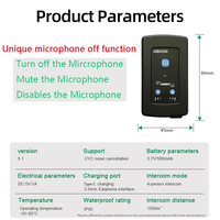 Système d'intercom pour arbitres, 4 utilisateurs, communication sans fil full duplex, portée de 1500 m, étanche IP65, charge Type-C, micro avec fonction mute