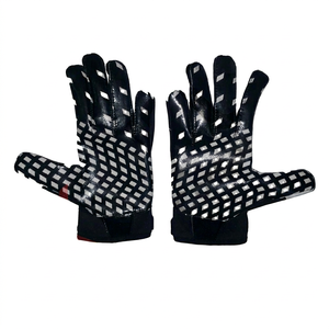 Guantes de Fútbol Americano para Hombre, Acolchados, Color Gris Negro, Protección Completa para los Dedos, Premium, Transpirables, para Invierno - Product Image 1