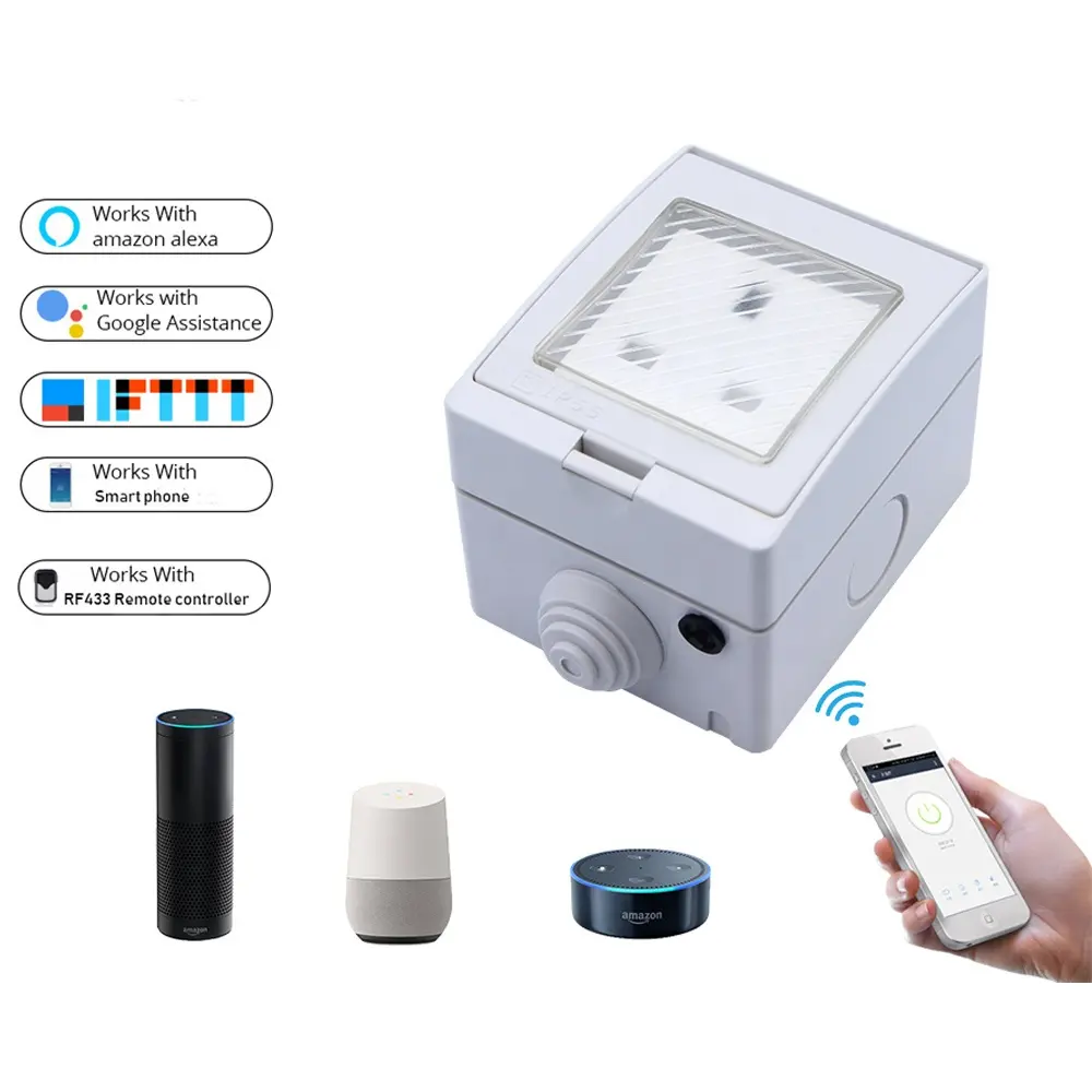 Tuya APP Fernbedienung WiFi Smart wetterfeste Steckdose für Garten im Freien 250V 16A Smart Industrial Plug wasserdichte Steckdose