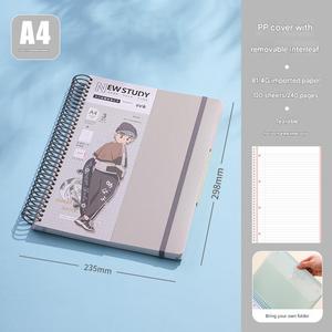 Cuaderno al por mayor A5 cuadernos horizontales de rejilla de bobina grande para estudiantes 120 hojas de Bloc de notas colorido PP cuaderno espiral desgarrable - Product Image 3