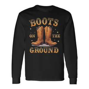 Camiseta de manga larga con diseño country western de Boots On The Ground - Product Image 1