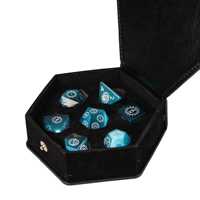 Udixi Jeu de dés polyèdre Rune de 7 pièces en pierre naturelle des yeux de chat pour le jeu de table Dungeons & Dragons