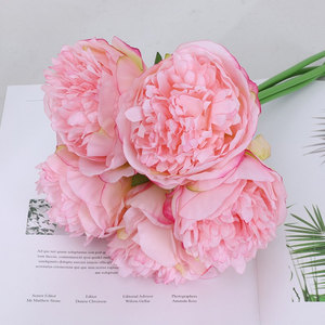 AL-0303 Buquê de flores de peônia artificial de alta qualidade por atacado material de pano de toque real peônia de simulação de venda quente para casamento - Product Image 1