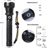Lampe torche tactique P90 puissante, étanche, super lumineuse, 100 000 lumens, longue portée, rechargeable par USB, LED COB, camping, travail