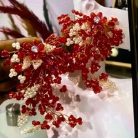 Nouvelles Boucles d'Oreilles de Mariage Plage Tendance pour Mariées, Ornées de Cristaux Exagérés, Perles et Fleurs de Corail – Accessoires d'Oreille