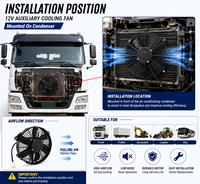 Ventilateur de refroidissement universel 12V de 12 pouces 23148X, ventilateur auxiliaire électrique pour condenseur de camion, pièces automobiles pour camions