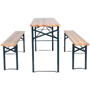 순조 가구 도매 직사각형 농가 테이블 나무 다리 접이식 금속 디자인 식당 야외 호텔 사용