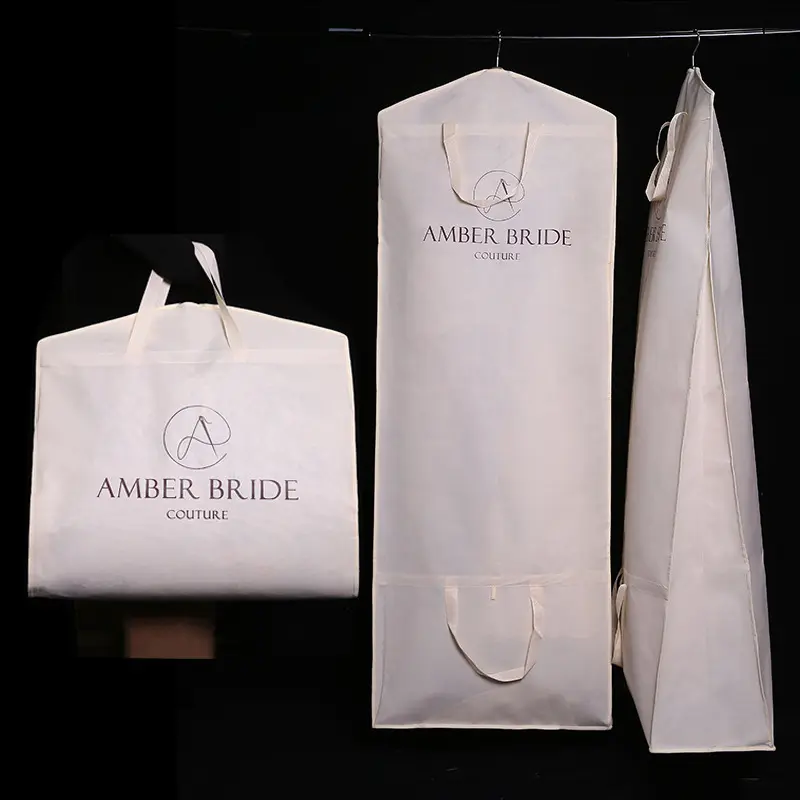 Yile Custom Logo Portable Foldable Bridal Poly Long Dust Dress Cover Wedding Gown Garment Bag For Storage