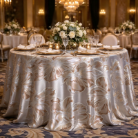 Nappe de table en jacquard métallique à grandes fleurs de qualité supérieure, nappe brillante pour mariage, banquet, fête, événement, vente en gros