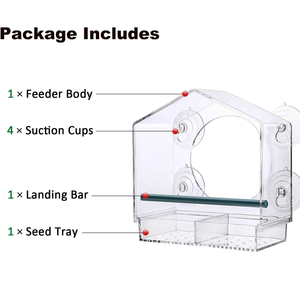 Asılı pencere Hummingbird papağan kuş su besleyici çevre dostu Modern tasarım plastik pleksiglas kuş kafesi besleyici - Product Image 2