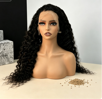 Perruque en cheveux humains Remy bouclés, densité 200%, sans colle, avec dentelle HD 13*4, noir naturel, pré-épilée avec baby hair, pour femmes noires