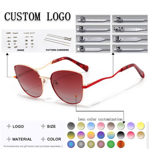 Gafas de sol tipo ojo de gato, montura metálica completa, lentes marrones, protección UV400, unisex, para adultos y mujeres - Product Image 2