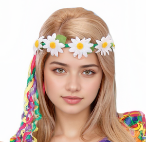 عصابة رأس على شكل زهرة الأقحوان البيضاء، إكسسوار شعر زهري للفتيات والنساء، مناسب للحفلات والمهرجانات وتزيين الأزياء - Product Image 1