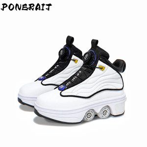 Patins à roulettes unisexes à <span class=keywords><strong>4</strong></span> <span class=keywords><strong>roues</strong></span> rétractables et automatiques Baskets montantes en maille à double usage Sports d'hiver et de printemps Chaussures de sport pour filles - Product Image 1