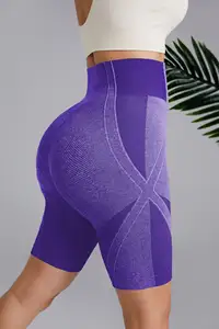 Custom Dames Hoge Taille Vijfkwart Broek Ademende Naadloze Yoga Shorts Abdominale Heup Lift Sneldrogende Hardlooplegging