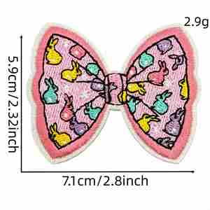 Patch thermocollant brodé motif lapin de Pâques mignon avec nœud pour accessoires vestimentaires décoratifs de fêtes - Product Image 6
