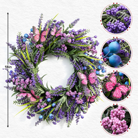 Guirlande de fleurs artificielles de lavande, décoration papillon violet, pour porte d'entrée, mariage, remise de diplôme, Noël, style ferme, écologique
