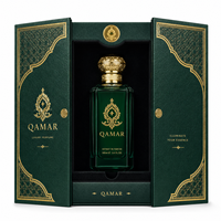 Caja de Perfume de Lujo con Doble Puerta, Resistente, Rígida, Personalizada, con Inserto de Satén Verde Esmeralda y Lámina Dorada, Laminación Mate