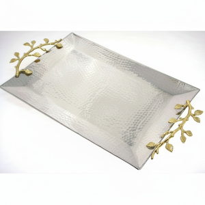 Bandeja de servicio de acero inoxidable de primera calidad, ligera, fuerte, duradera, diseño pulido, Perfecta para servir múltiples artículos - Product Image 1