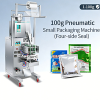 Machine d'emballage verticale automatique pour sachets plastiques de 5 à 100 g, à scellage quatre côtés, pour haricots, noix, bonbons, céréales, pop-corn, snacks et granulés