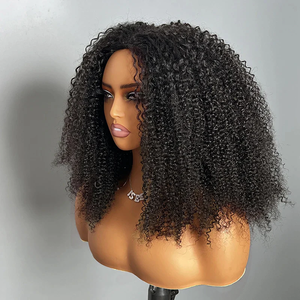 Perruques Cheveux Humains Sans Colle ISEE Factory Bouclés Crépus Afro Version Améliorée <span class=keywords><strong>3</strong></span>-en-1 Demi-Perruque Avec Cordon Clips Sans Couture À Retourner - Product Image 2