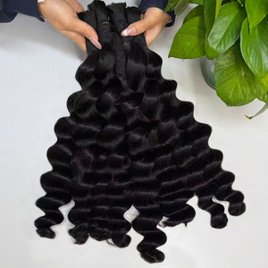 Extensions de cheveux humains vierges cambodgiens en gros, double trame machine, 100g/paquet, Deep Wave, pour tresses bohèmes, fournisseur de premier plan - Product Image 2