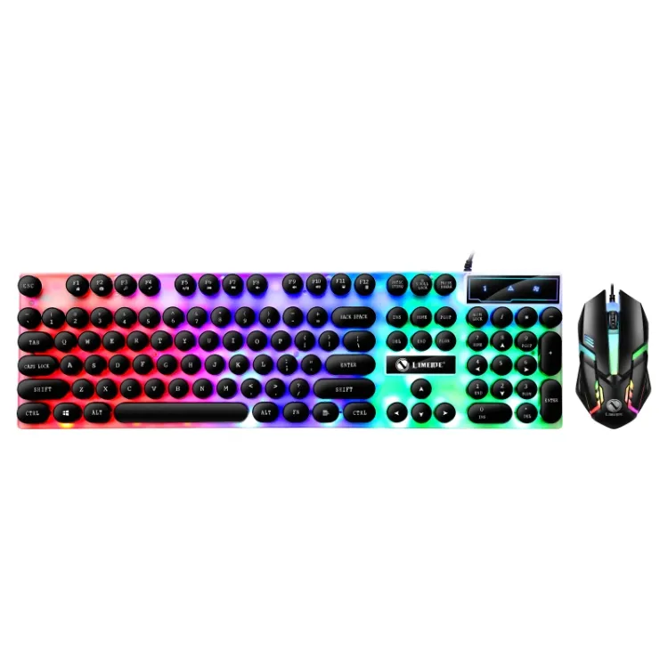 TX300 Set Mouse Keyboard Berkabel Punk, Lampu Latar Mekanis