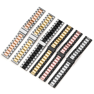 Sang trọng bạc kim loại biên giới cổ tay 20mm 22mm kim loại không gỉ ban nhạc thép dây đeo đồng hồ cho Samsung Galaxy Huawei hoạt động - Product Image 1