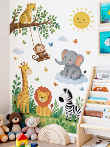 Autocollant mural animaux <span class=keywords><strong>de</strong></span> <span class=keywords><strong>la</strong></span> jungle, <span class=keywords><strong>décoration</strong></span> éducative pour enfants, autocollant amovible en PVC imperméable pour salle <span class=keywords><strong>de</strong></span> <span class=keywords><strong>classe</strong></span>, crèche, salle <span class=keywords><strong>de</strong></span> jeux - Product Image 6