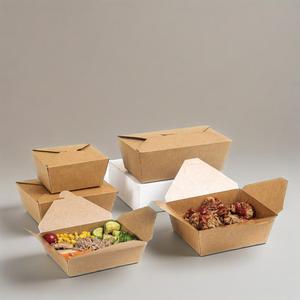 Venta al por mayor de comida rápida de embalaje de contenedores desechables Kraft almuerzo caja de comida caja de papel para alimentos - Product Image 3