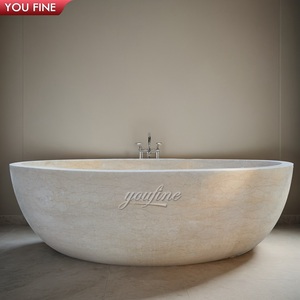 Bagno in marmo moderno a grandezza naturale personalizzato lavandino in pietra naturale Freestanding <span class=keywords><strong>vasca</strong></span> da bagno - Product Image 5