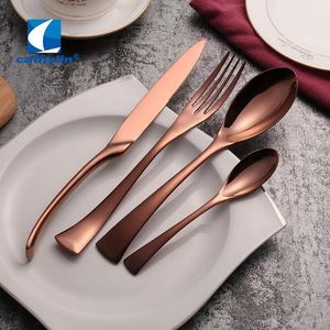 Cathylin Royal Wedding Hotel Juego de cubiertos tailandeses cepillados dorados de acero inoxidable 18/10 Cubiertos chapados en oro mate - Product Image 2