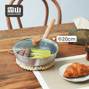 Shimoyama Nhôm 20Cm Chảo Với Thủy Tinh Nắp Nấu Ăn Không Dính Chảo Với Dài Tay Cầm Bằng Gỗ - Product Image 5