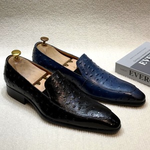 Mocasines de Cuero Genuino de Piel de Vacuno para Hombre 2025, Zapatos de Boda con Diseño de Pluma de Avestruz, Zapatos de Vestir de Negocios Puntiagudos Transpirables para Otoño - Product Image 2