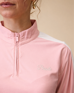 Camiseta de entrenamiento ecuestre para mujer UPF 50+ con logo personalizado, manga larga, media cremallera, capa base para equitación - Product Image 2