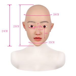 Femme Halloween Silicone Simulation Visage Poupée Masque Couvre-chef Chauve Beauté Masque Visage - Product Image 5