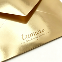 Enveloppe en carton réfléchissant doré effet miroir, personnalisable avec logo par estampage à chaud, pour cartes de remerciement et invitations de fête