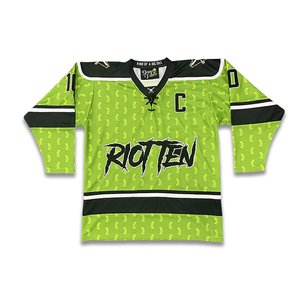 Maillot de hockey sur glace personnalisé universitaire à bas prix Maillot de hockey sur glace brodé de conception cool verte vierge - Product Image 2