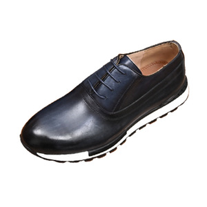 Zapatos Oxford de Vestir para Hombre, de Cuero Genuino, Punta Redonda, Negros, con Cordones, Planos, para Oficina, Carrera, Todas las Temporadas - Product Image 4